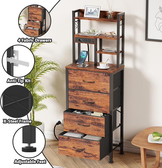 Night Stand, 52.1" Tall Bedside Table - Image 7
