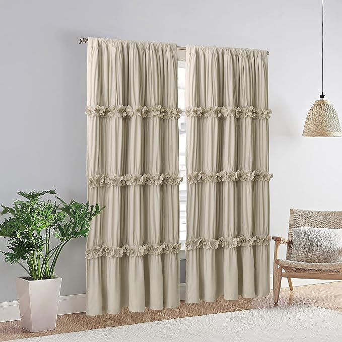 Camel Blackout Window Curtains, Rustic Rod Pocket Drapes - Image 8