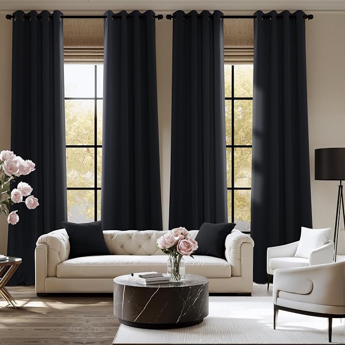 NICETOWN 100% Black Out Curtains 72 Inches Long 2 Panels - Image 2