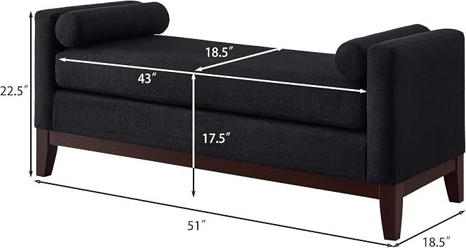 51” Bed Ottoman Bench for Bedroom, Boucle Upholstered End of The Bed Bench - Image 2