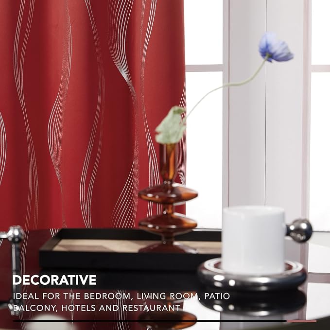 Deconovo Curtains for Living Room, Pattern Blackout Curtains 45 Inches Long | - Image 3