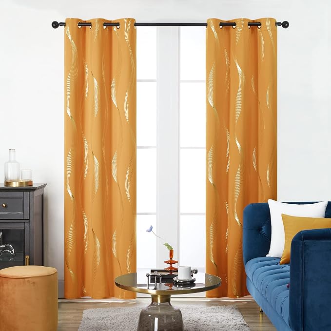 Deconovo Curtains for Living Room, Pattern Blackout Curtains 90 Inches Long | - Image 2