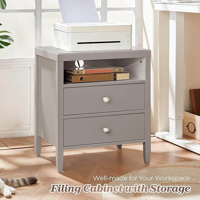 Huuger Grey Nightstand Set of 2, Night Stand - Image 9