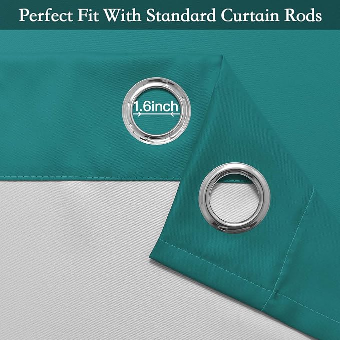 SimpleHome Ombre Teal to Grey White Curtains - Image 4