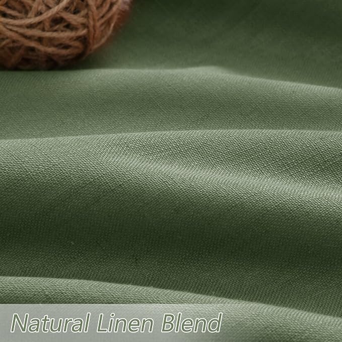 Olive Green 100% Blackout Curtains 108 Inch Length 2 Panels Set - Image 3