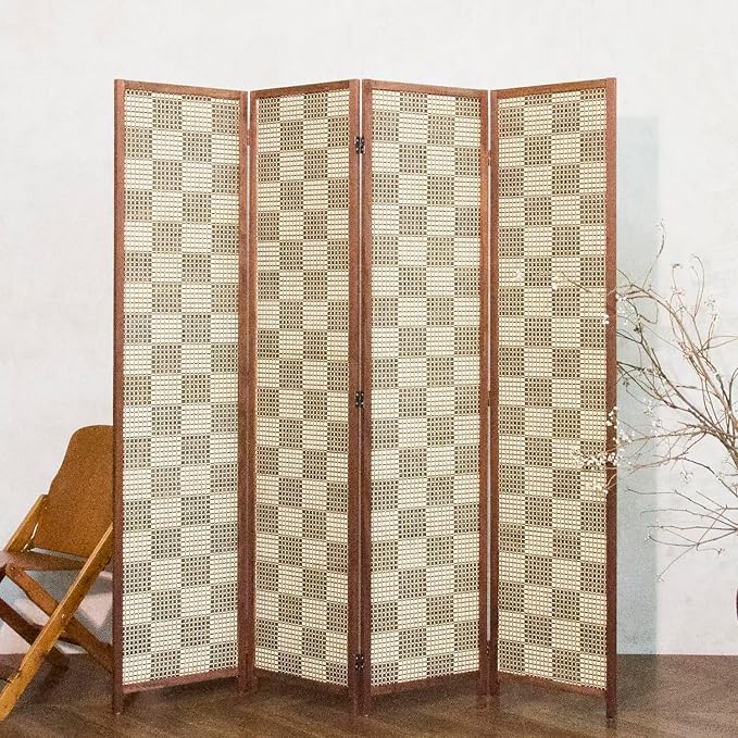 4 Panel Bamboo Room Divider, 5.6 ft Tall Double-Sided Folding Privacy Screen - Image 3