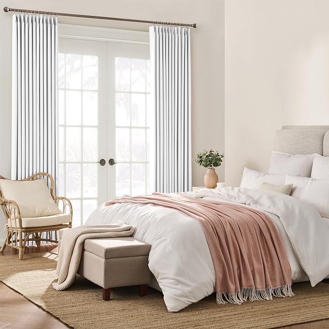 White Pinch Pleat Curtains 84 Inches Long 2 Panels, Track Memory Trained Luxury - Image 4