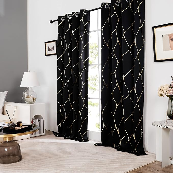 Deconovo Curtains for Living Room, Pattern Blackout Curtains 63 Inches Long | - Image 3