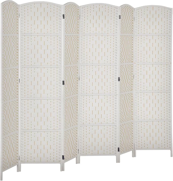 HOMCOM Room Divider 6 Panel Freestanding 6FT Tall Privacy Screen White | by HOMCOM
