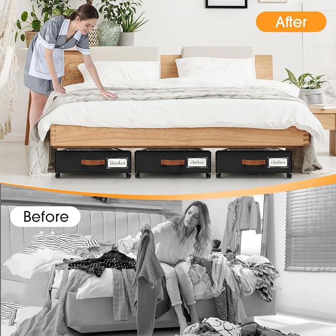 Under Bed Storage with Wheels 3Pack Storage Containers with Clear Window | - Image 5