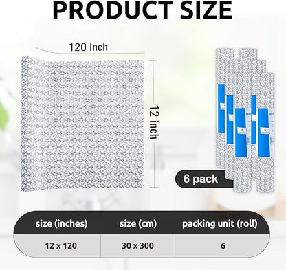 RAY STAR 12X120 Inch Shelf Liner for Kitchen Cabinets, Non-Adhesive Cabinet Liner Washable, PVC Drawer Liner for Dresser Non-Slip Bathroom (Black Floral)(6 Roll)