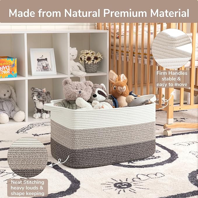 Goodpick Large Woven Rope Blanket Basket, Living Room, Bedroom & Nursery - Image 6