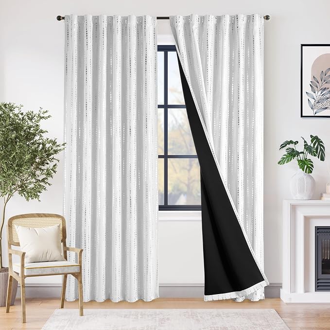 jinchan Boho Blackout Curtains 90 Inches Long Moon Phase Printed Drapes | by JINCHAN