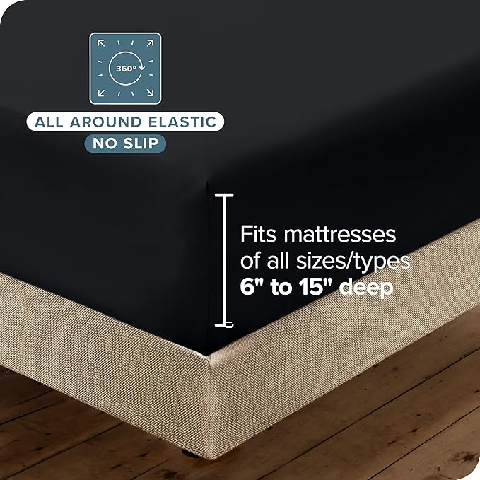 Bare Home Hotel Luxury Cal King Sheet Set, Extra Soft, 6 Piece Set, Deep Pockets, Easy Fit, Cooling & Breathable, Wrinkle, Fade, Stain Resistant, Includes 4 Pillowcases (California King, Black)