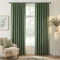 RYB HOME Forest Green 100% Blackout Linen Curtains 84 Length 52 Width, Privacy by RYBHOME