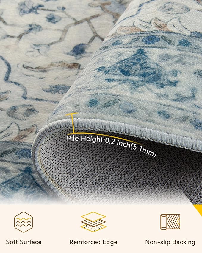 RELEANY Washable Area Rug, Runner 3'x6', Water Repellent, Pet Friendly - Image 4
