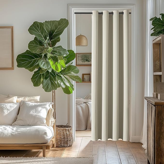 ChrisDowa Blackout Curtains Door Curtain Doorway Closet Drapes, 1 Panel | 52W x - Image 2