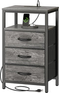 Huuger Nightstand with Charging Station, 27.6 Inch Bedside Table, Side Table | by Huuger
