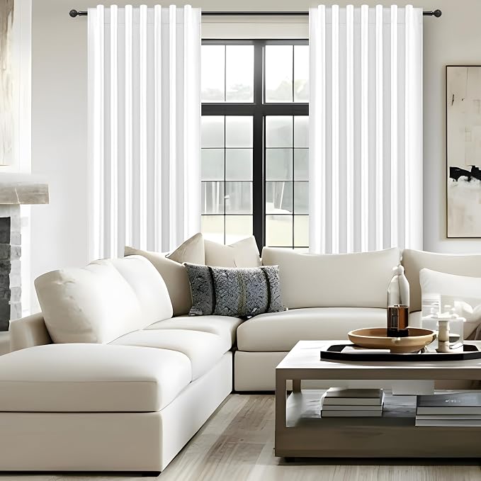 Pure White Linen Drapes 84 Inch Length 2 Panels Set - Image 7