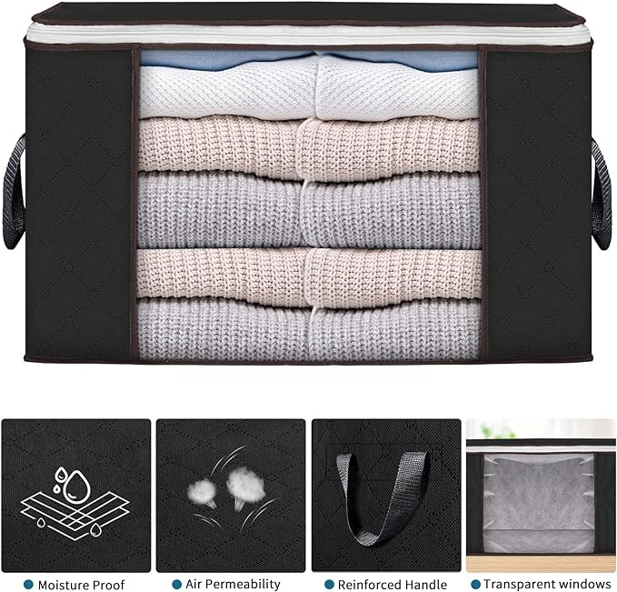 90L Large Storage Bags, 8 Pack Clothes Storage Bins Closet Organizers | - Image 4