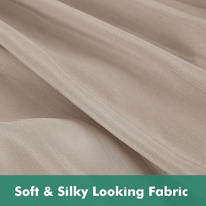 Biscaynebay Wrap Around Bed Skirts with Split Corners for Queen Beds 15" Drop, Light Camel Adjustable Elastic Dust Ruffles Easy Fit Wrinkle Resistant Silky Luxurious Fabric Machine Washable