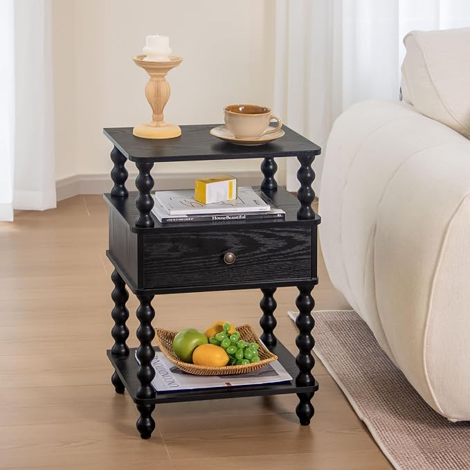 AWASEN Black Nightstand, Bed Side Table Bedroom - Image 6