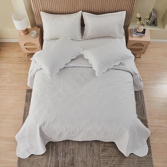 Kingnex Oversized King Bedspreads 128x120 Ultrasonic Quilted White | Extra Wide - Image 6