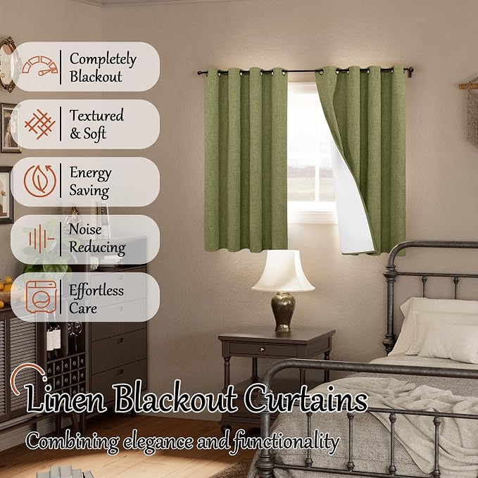 Linen Blackout Curtains 54 Inch - Image 2