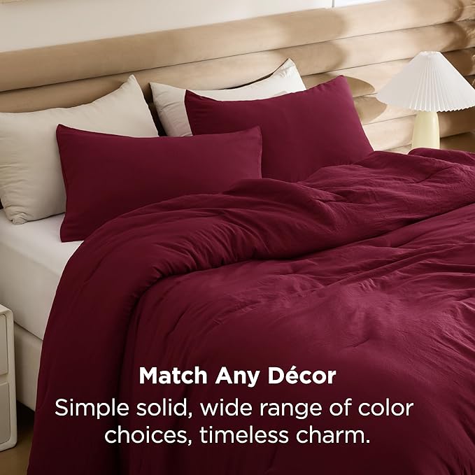 Bedsure King Comforter Set, Dark Red Soft Prewashed Bedding - Image 5