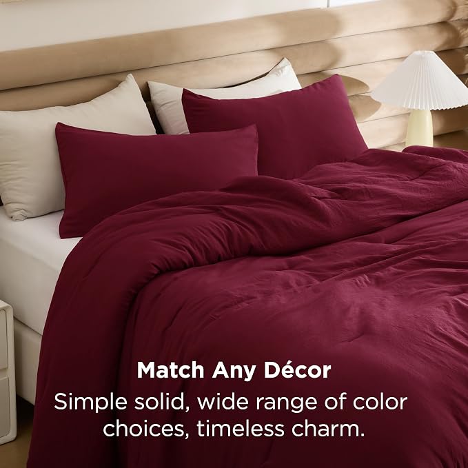 Bedsure Queen Comforter Set, Dark Red Soft Prewashed Bedding - Image 5