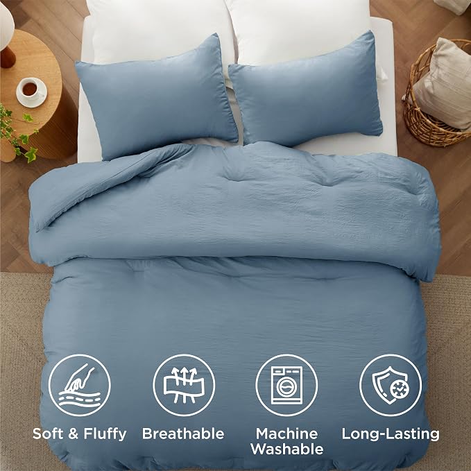 Bedsure California King Comforter Set, Dusty Blue Soft Prewashed Bedding - Image 4