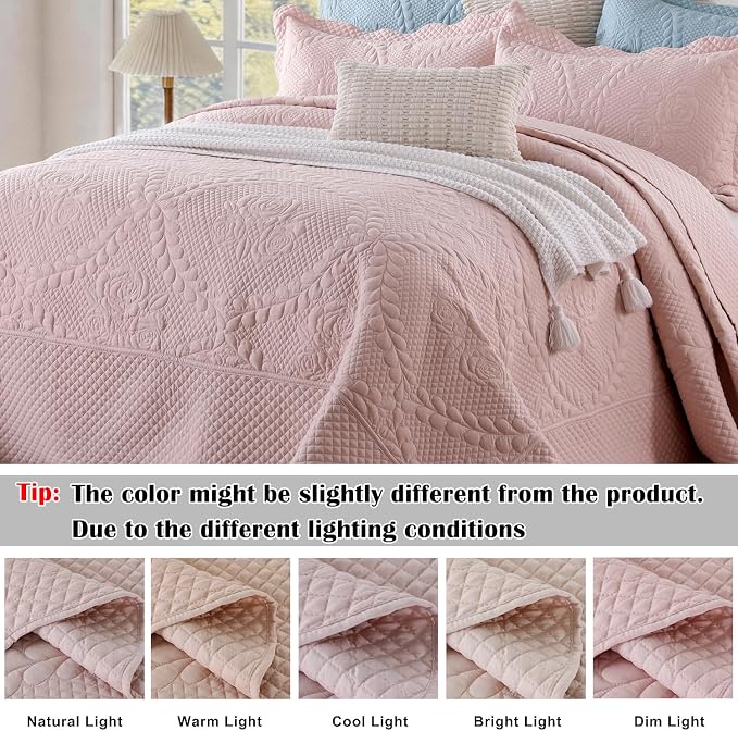 EVENHUG Oversized King Bedspreads California King Quilt Set - Image 6