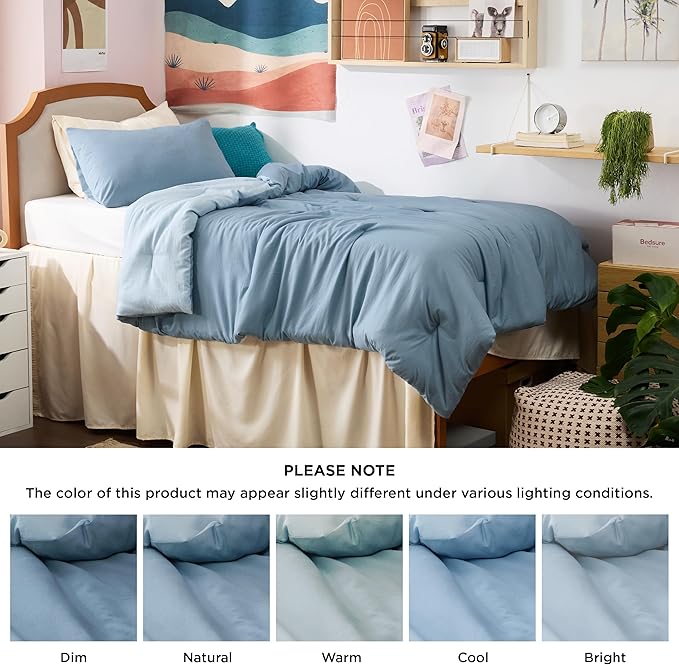 Bedsure Twin/Twin XL Comforter Set, Mineral Blue Soft Prewashed Bedding - Image 7