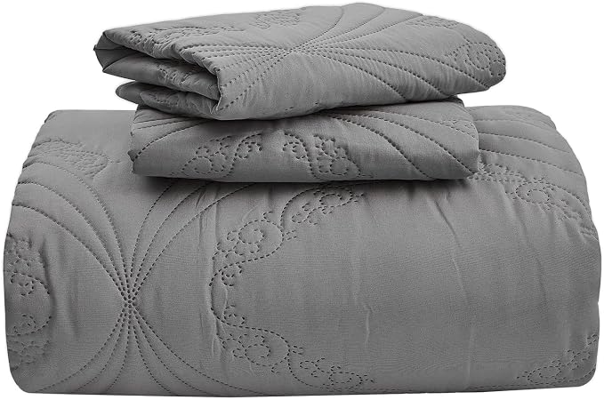 Kingnex Oversized King Bedspreads 128x120 Ultrasonic Quilted Dark Grey | Extra - Image 6
