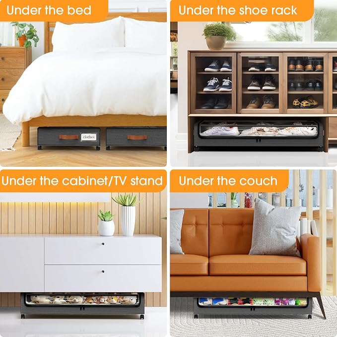 Under Bed Storage with Wheels 1Pack Storage Containers with Clear Window | - Image 7