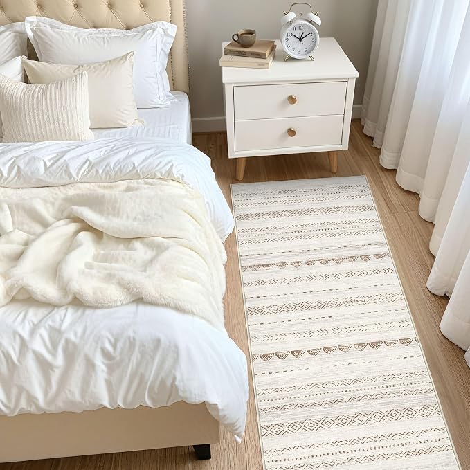 Nakagishi Boho 2x6 Runner Rug Machine Washable Rugs Non Slip Beige/Brown | Soft - Image 7