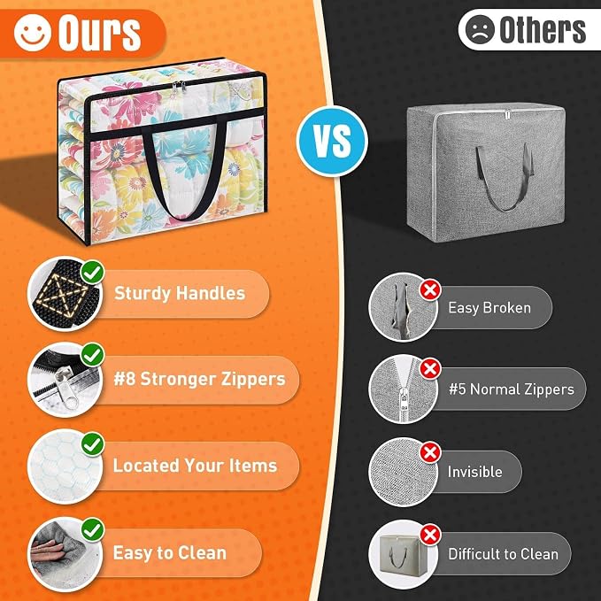 4 Packs 60L Clear Under Bed Storage Containers, Large Clothes Storage Bags | - Image 4