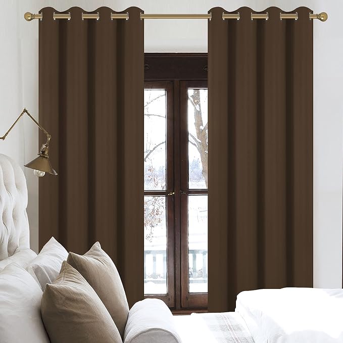 Diraysid Chocolate Brown Grommet Blackout Curtains - Image 4
