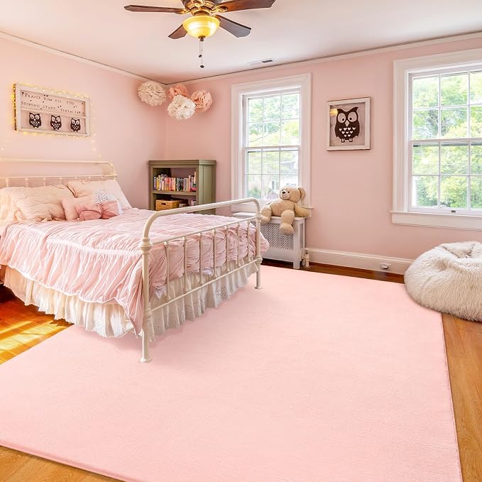 Modern Area Rugs for Bedroom Living Room, 5x8 Pink Memory Foam Rug | Thickened - Image 8