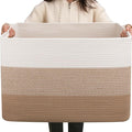 OIAHOMY 108L Extra Large Blanket Basket Dog Toy Basket Light Brown | Rectangle by MasterofSpaceOptimization