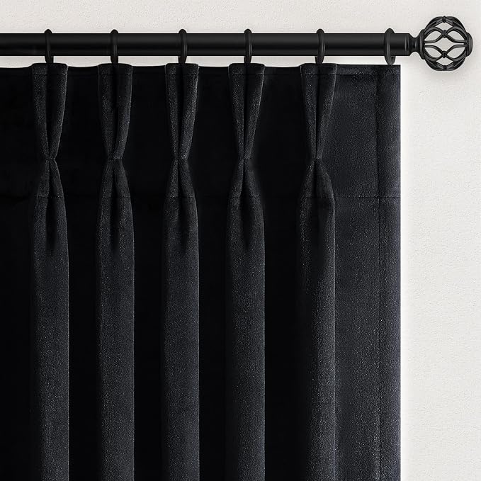 96 Inches Long Black Velvet Blackout Curtains 2 Panels Super Soft Velvet Luxury - Image 9