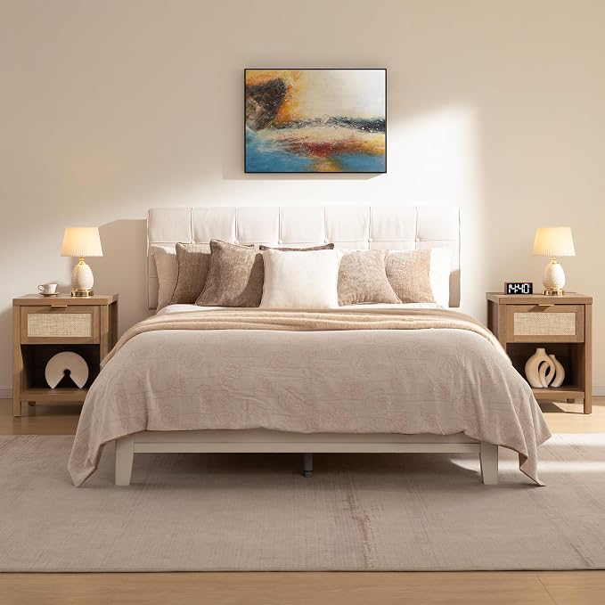 SICOTAS Night Stand Set 2 Rattan Nightstands - Image 6