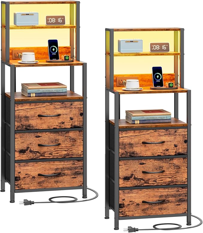 Night Stand Set 2, LED Nightstand by Furnulem
