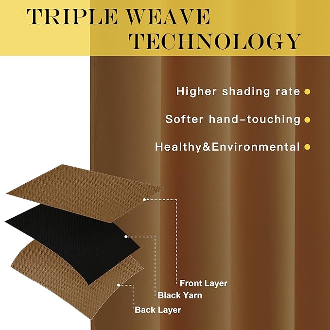 NICETOWN Gold Brown Curtain 84 inch Long - Image 3