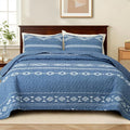Whale Flotilla Reversible Blue Print Quilt Twin Size by WHALEFLOTILLA