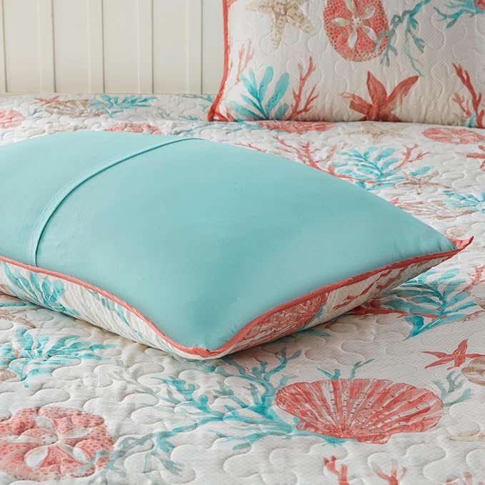 Madison Park Quilt Set Cottage Coastal Design, Starfish Print - Image 6