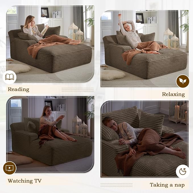 Oversized Chaise Lounge Chair Indoor, Comfy Fluffy Cloud Couch, Modern Deep - Image 5