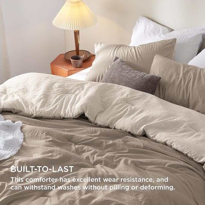 Bedsure King Comforter Set, Khaki Beige Soft Prewashed Bedding - Image 3