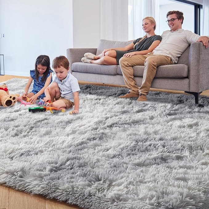 Abstract Shaggy Washable Area Rug 4' x 6' Plush Soft Fluffy Fuzzy Furry Carpet - Image 2