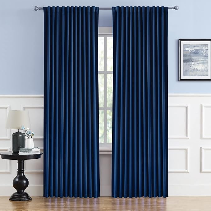70 Inch Wide Blackout Curtains Thermal Insulated Drapes Window Treatment Panels by DUALIFE